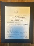 Arthur Lejeusne Bourgmestre Roeulx Conseiller Provincial Ep. Soupart *1904+1963 Roeulx Leboeuf Hannecart Was Lelubre Jam - Décès