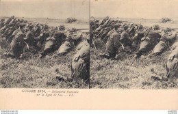 RARE GUERRE 1914 INFANTERIE FRANCAISE SUR LA LIGNE DE FEU CARTE STEREOSCOPIQUE - Cartoline Stereoscopiche