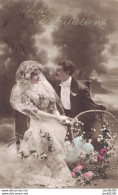 SINCERES FELICITATIONS CARTE POUR UN MARIAGE COUPLE DE MARIES EN 1914 - Coppie