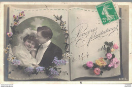 SINCERES FELICITATIONS CARTE POUR UN MARIAGE COUPLE DE MARIES EN 1914 - Couples