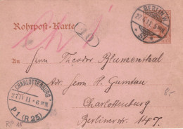 Rohrpost-Karte 25 Pf. Germania - Berlin 57 1911 05:50 > Charlottenburg P1 R25 06:30 - Briefkaarten