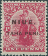 Niue 1917 SG21 TAHA PENI On 1d Carmine Dominion Brown Ovpt MLH - Niue