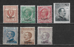 DODECANESE 1912 Italian Stamps With Black Overprint LIPSO Complete MH Set Vl. 1 / 7 - Dodekanisos