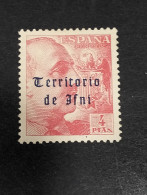 España Sellos Excolonia Ifni Franco 4 Pesetas Edifil 54 Yvert 46 Sellos Nuevos * MH - Ifni