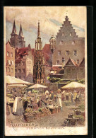 Künstler-AK Nürnberg, Wochenmarkt Am Schönen Brunnen  - Nuernberg
