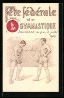 AK Lausanne, Fete-Fédérale De Gymnastique 1909, Schwinger Bei Wettkampf  - Autres & Non Classés