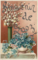 Souvenir De LOOZ : Carte Gaufrée + Pailettes Dorées.  Carte Rare. - Borgloon