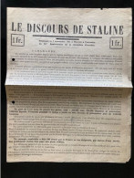 Tract Presse Clandestine Résistance Belge WWII WW2 'Le Discours De Staline' Camarades, 24 Années Se Sont... 4 Pages - Documenti