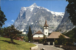 12396958 Grindelwald Mit Kirche Und Wetterhorn Grindelwald - Sonstige & Ohne Zuordnung