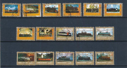 16 Mini Timbres Oblitérés D'UMM AL QWAIN Train Locomotive à Vapeur Ou électrique XIII-14 - Trains