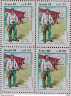 C 1540 Brazil Stamp Airplane Aeronautical Military Costumes And Uniforms 1986 Block Of 4.jpg - Unused Stamps