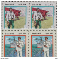 C 1539 Brazil Stamp Costumes And Uniforms Of Marine Aeronautics Ship Airplane 1986 Block Of 4 Complete Series.jpg - Ongebruikt
