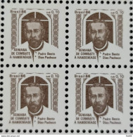 C 1538 Brazil Stamp Combat Against Hansen Hanseniasse Health Father Bento Religion 1986 Block Of 4.jpg - Neufs