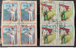 C 1539 Brazil Stamp Costumes And Uniforms Of Marine Aeronautics Ship Airplane 1986 Block Of 4 CBC Brasilia Complete Seri - Unused Stamps