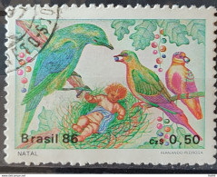 C 1530 Brazil Stamp Christmas Religion Birds 1986 Circulated 1.jpg - Used Stamps