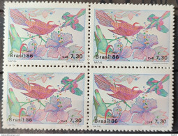 C 1532 Brazil Stamp Christmas Religion Birds 1986 Block Of 4.jpg - Unused Stamps