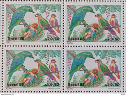 C 1530 Brazil Stamp Christmas Religion Birds 1986 Block Of 4 2.jpg - Neufs