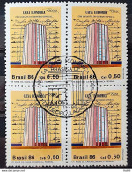 C 1529 Brazil Stamp 125 Years Banco Caixa Economica Federal Economy 1986 Block Of 4 CBC Brasilia - Nuevos