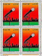 C 1521 Brazil Stamp Radiodifusion Communication Microphone 1986 Block Of 4 - Unused Stamps