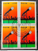 C 1521 Brazil Stamp Radiodifusion Communication Microphone 1986 Block Of 4 CBC RJ 1 - Unused Stamps