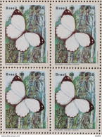 C 1513 Brazil Stamp Butterfly Insects 1986 Block Of 4.jpg - Unused Stamps