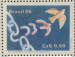 C 1511 Brazil Stamp 25 Years Of International Amnesty Law 1986.jpg - Unused Stamps