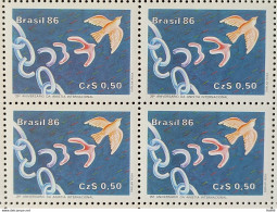 C 1511 Brazil Stamp 25 Years Of International Amnesty Law 1986 Block Of 4.jpg - Nuevos