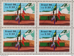 C 1508 Brazil Stamp Antarctic Station Commander Ferraz Flag 1986 Block Of 4.jpg - Neufs