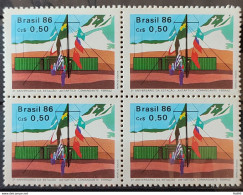 C 1508 Brazil Stamp Antarctic Station Commander Ferraz Flag 1986 Block Of 4 2.jpg - Ungebraucht