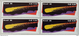 C 1507 Brazil Stamp Comet Halley Astronomy 1986 Block Of 4.jpg - Ongebruikt