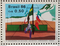 C 1508 Brazil Stamp Antarctic Station Commander Ferraz Flag 1986.jpg - Unused Stamps