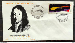 Brazil Envelope PVT FIL 01A 1986 Comet Halley Astronomy CBC SP - FDC