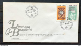 Brazil Envelope FDC 406 1986 Book Day Literature Manuel Bandeira CBC PE 01 - FDC