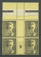 CALEDONIE 1906 Taxe N° 19 ** Bloc De 4 Millésime 9 Neuf MNH Superbe Embarcation Bateaux Boats Transports Surchargés - Timbres-taxe