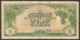 Netherlands Indies Japanese Occ 5 Gulden SA 131944 P-124a 1942 VF- - Indonésie