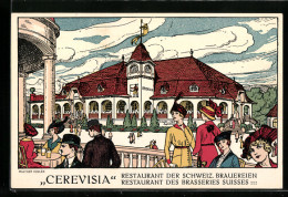 Künstler-AK Bern, Schweiz. Landesausstellung 1914, Restaurant Cerevisia D. Schweiz. Brauereien  - Tentoonstellingen