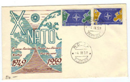 Italien, 1959,Ersttagskuvert "10 Jahre NATO", MiNr.1032+1033 (10474W) - 1946-60: Poststempel