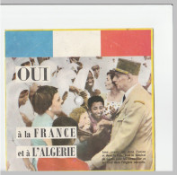 Encart Avec Disque Plastique Du Général De Gaulle Pour Un "OUI" à L'Algérie Et Discours - Historische Documenten