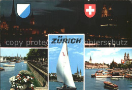 12369632 Zuerich Ortsansichten Boote Zuerich Bei Nacht Wappen Zuerich - Autres & Non Classés