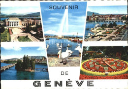 12369624 Geneve GE Le Palais De L O.N.I. Let Jet Eau Et Les Cygnes Mont Blanc Et - Andere & Zonder Classificatie