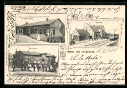 AK Ottendorf, Colonialwarenhandlung Und Gastwirtschaft Von F. Schlichting, Schulhaus, Bahnhof  - Other & Unclassified