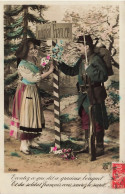 COUPLES - Soldat Français - Jeune Femme De Deutschland - Carte Postale Ancienne - Paare