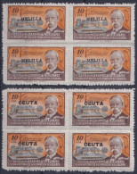 F-EX43916 CEUTA MELILLA MOROCCO ESPAÑA 1944 ORIGINAL TELEGRAPH ORPHANS BLOCK 4.  - Maroc Espagnol