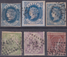 Z464 SPAIN FRANCE NUMBER CANCEL STAMPS LOT. ISABEL II- ALFONSO XII.  - Oblitérés