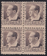 Z468 ESPAÑA SPAIN 1938 MNH 5c FRANCISCO PI Y MARGAL ENGRAVING ERROR BLOCK 4 - Ongebruikt