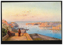 Künstler-AK L.M. Galea: Malta - Panorama Von Grand Harbour, Ungebraucht - Non Classificati