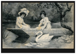 Tiere-AK Vögel: Zwei Frauen Im Boot Mit Schwan, PIRMASENS 12.10.1904 Nach MAINZ - Birds
