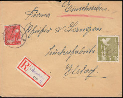 945+959 Kontrollrat II 8 Pf +1 M Auf R-Brief Not-R-Zettel GEILENKIRCHEN 26.11.47 - Lettres & Documents