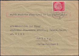 Fernbrief Als Deutsche Dienstpost Niederlande USLAR 28.10.1941 Nach Den Haag - Ocupación 1938 – 45