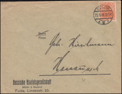 141 Germania 10 Pf Als EF Auf Drucksache FULDA G 25.9.1920 Nach Hanau - Lettres & Documents